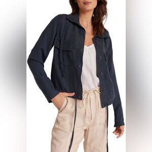 Bella Dahl River Drawstring Waist Utility Jacket in Coastal Navy Size Medium NEW